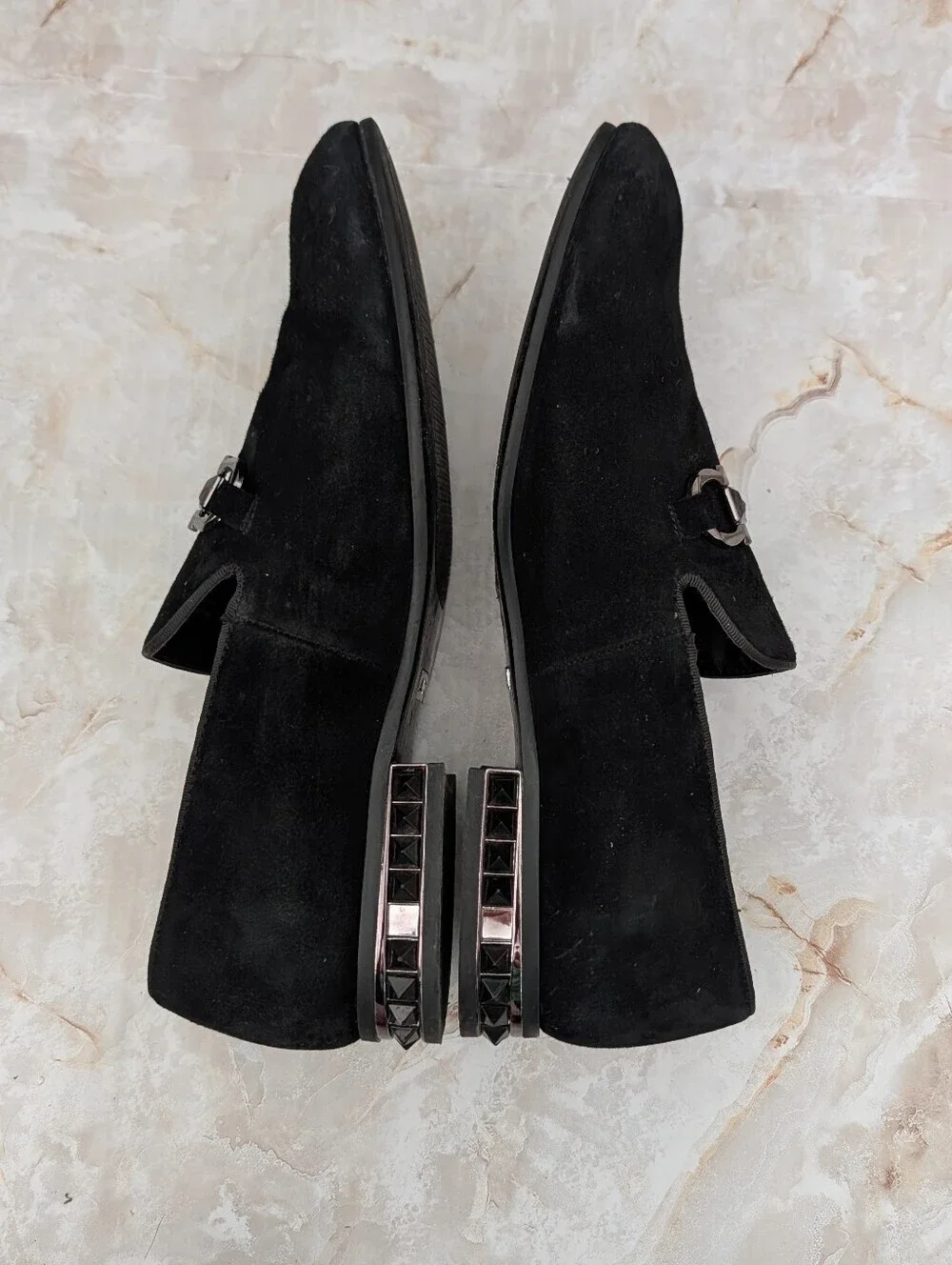 ALDO Men’s Black Suede Slip-On Loafers with Metal Bit Men Sz 10.5